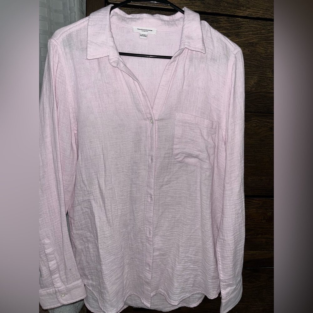 Light pink button up shirt size L